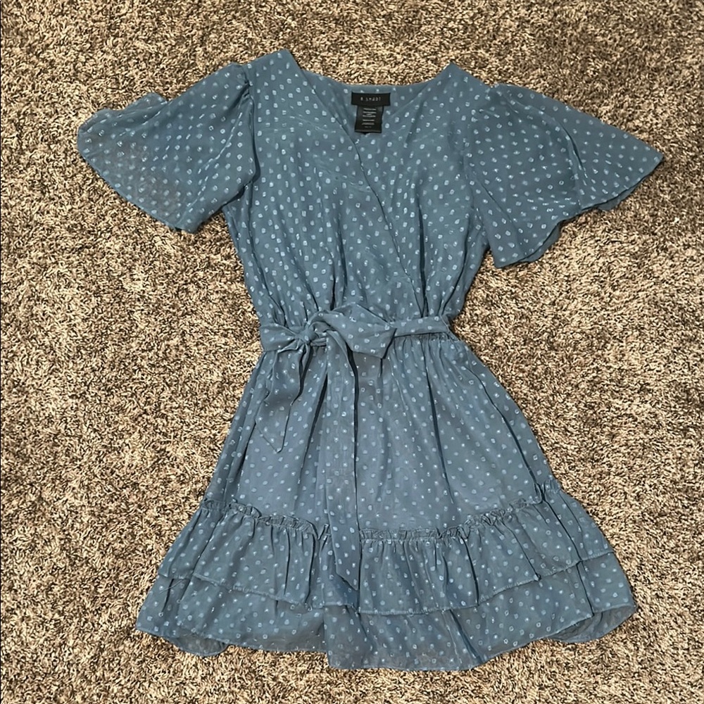 Blue Floral Pattern Dress